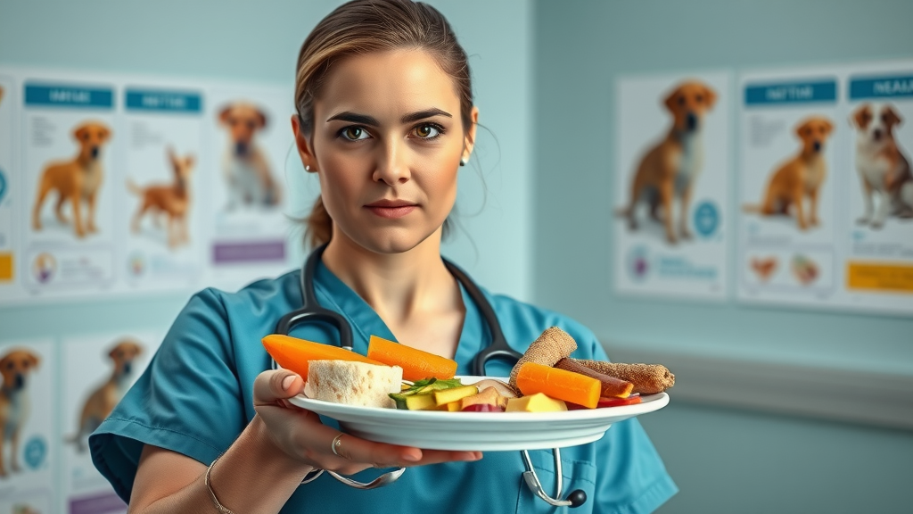 veterinarian displaying dangerous human foods for puppies in a clinic