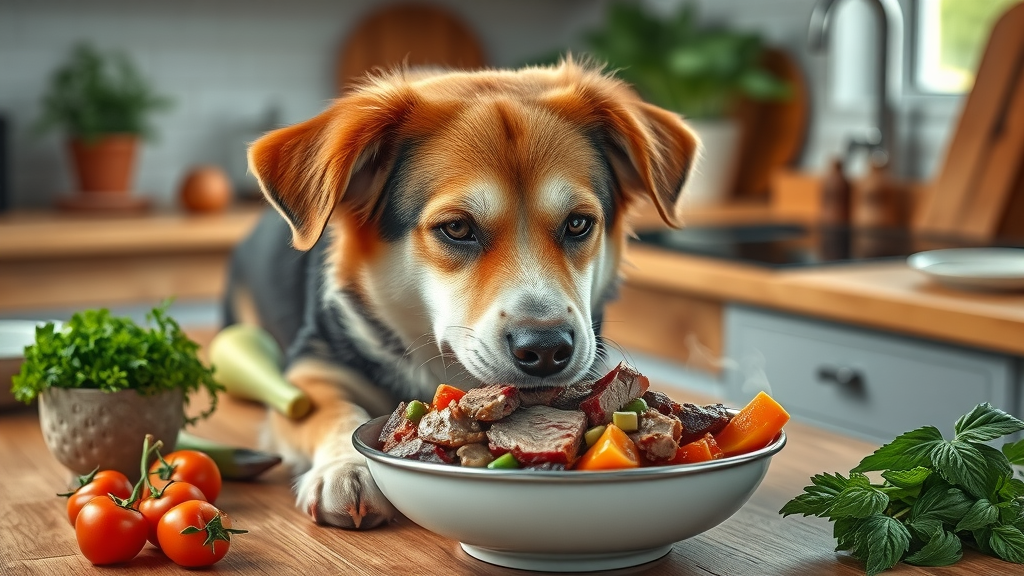 dog enjoying holistic diet meal with wholesome natural ingredients