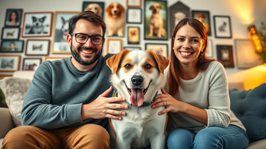 happy dog and family, before and after switching to organic dog food