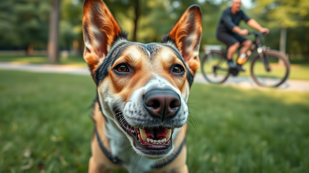 Close-up of a reactive dog