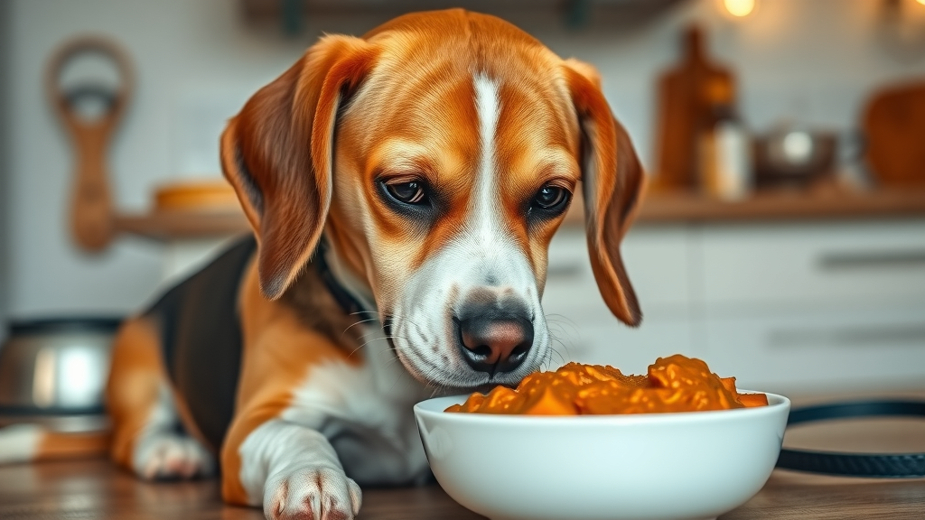 beagle eating plain cooked pumpkin home remedies for dog upset stomach