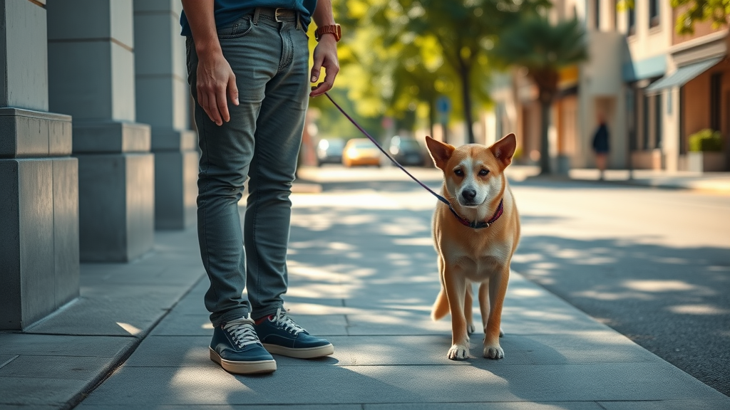 concerned pet owner testing pavement for holistic dog safety