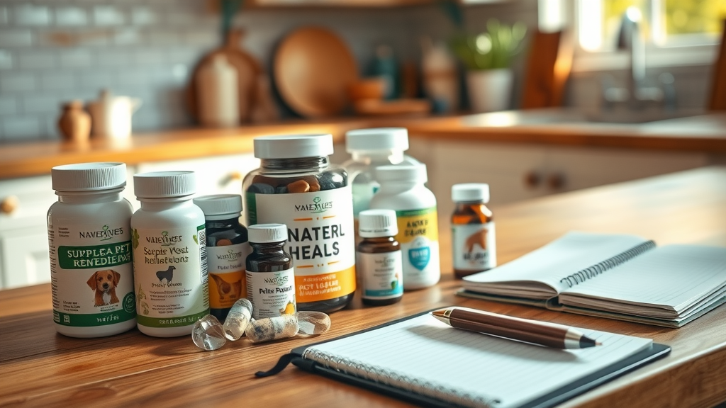 assorted natural pet supplements and remedies, natural healing for pets, holistic wellness, safe choices