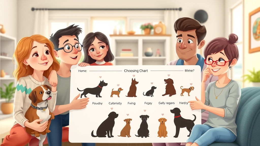 family choosing affectionate dog breed using checklist infographic