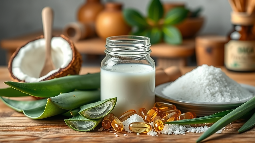 Natural ingredients for DIY dog health remedies aloe vera coconut oil epsom salt fatty acids