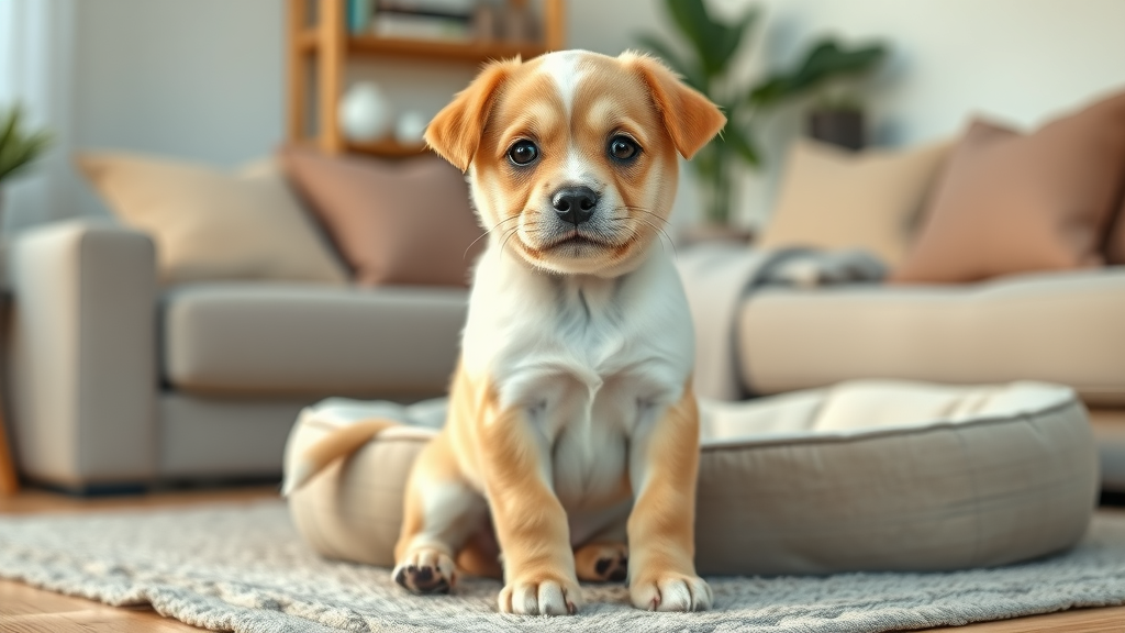 adorable healthy puppy in cozy living room, puppy health essentials