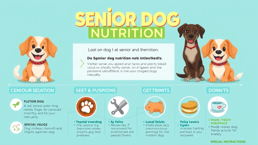 infographic senior dog nutrition dos and donts aging dog nutrition cheerful dogs blue green icons clean color-coded
