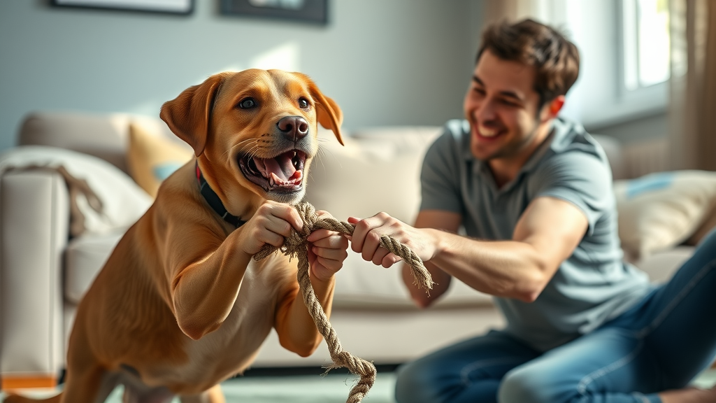 tug of war labrador rope indoor dog activities