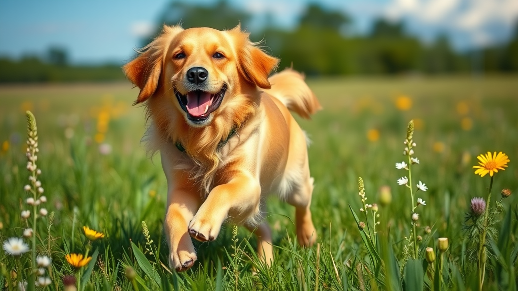 organic dog food vibrant golden retriever joyful healthy