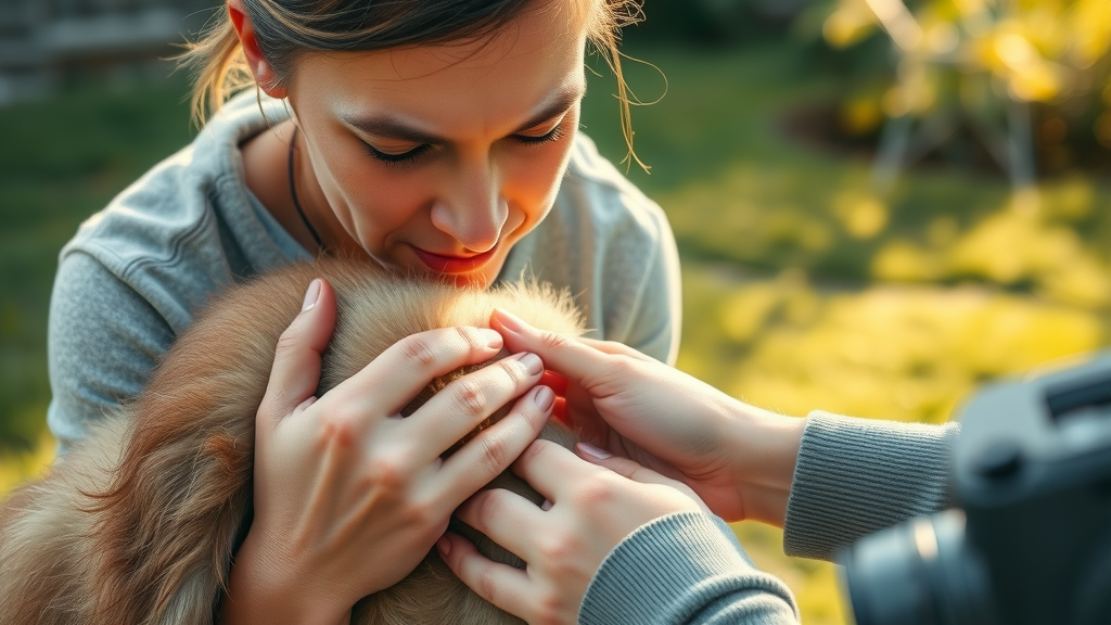 pet owner inspecting dog’s coat for fleas, natural flea and tick prevention
