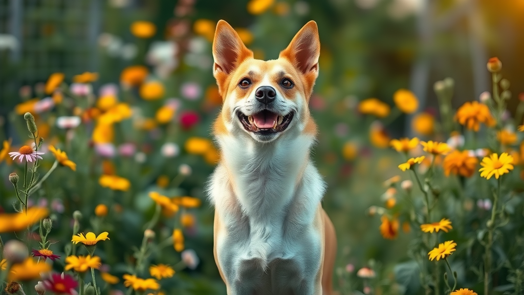 healthy dog with natural flea and tick prevention outdoors