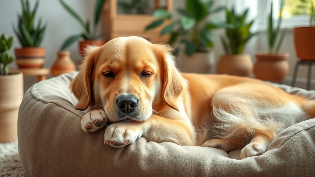 home remedies for dog health golden retriever resting healthy on organic dog bed