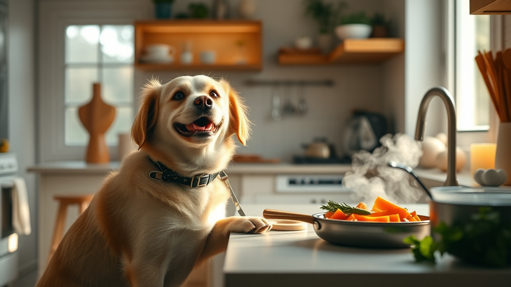 homemade dog food recipes warm and inviting kitchen happy dog waiting cozy natural lighting